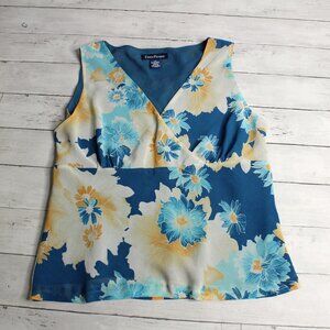 Evan-Picone Women's Floral Sleeveless Top Size 14 L Sheer Chiffon Blouse